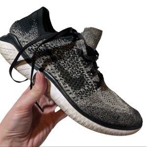 Size 7.5 - Nike Free Rn Flyknit 2017 Black/White EUC!.